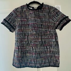 Sara Campbell Black Multicolor Textured Top